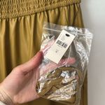 Anthropologie NWT Pilcro M Faux Leather Smocked Wide-Leg Jumpsuit in Khaki Photo 4