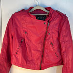 Last Kiss VTG Y2K Moto Jacket Large Pink Faux Leather Punk Festival Bikercore Photo 0