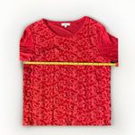 Reiss  Blouse Sheer Short Sleeve  Embroidered Top Red‎   US Size M Photo 5