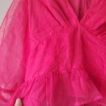 Adelyn Rae  Pink Barbiecore Vero Organza Blouse Size Large Photo 2