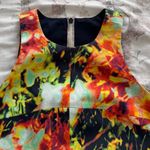 Black Halo Anthropologie Colorful Abstract Crop Top, size 2 zipper back lined Photo 11