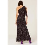 Shoshanna Dress Womens 6 Black Pink Floral Vivine Tossed Rose Gown One Shoulder Photo 1