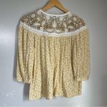 Sundance  Women's Yellow Top Peasant Blouse Embroiered Crochet‎ Size Small Photo 1