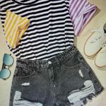 SheIn Plus Size Black Ripped Denim Shorts Photo 0