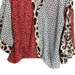 Umgee  Top Womens Medium Multicolor Mix Print Art To Wear Ruffle Sleeves Blouse Photo 3
