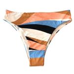 Roxy Juniors Paradiso Passport High Waist Bikini Bottom Striped Blue Orange M Photo 2