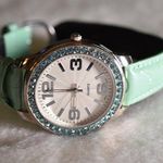 Vintage Avon Blue Adjustable Leather Band Lt.Blue Rhinestone Watch Works Photo 0