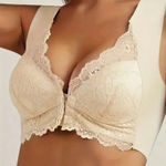 None Cream Seamless Back Front Snap Bra (L) Photo 0