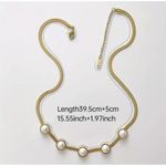 18K Gold Plated White Pearl Snake Herringbone Necklace Stainless Steel Womens Photo 8