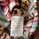 Nenette Milano Designer Boho Stripe Square Neck Bell Sleeve Top Sz 40/Small Orange Photo 7