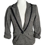 Maurice's Tweed Blazer Jacket Ruffles Small Black Button Lined Scrunch Sleeve Photo 0