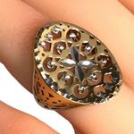 10KT TESTS 14KT BOHO GYPSY VIBE TURKISH YELLOW GOLD DIAMOND CUT WHITE GOLD RING Photo 11