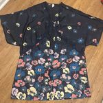 Victoria's Secret XS Navy Blue Multicolor Floral Satin Open Kimono Lace Robe Photo 0