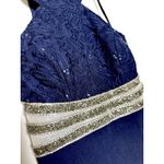 Speechless Lace and Jersey Y-Neck Dress Beaded Waist 5 Navy Blue Party Dress Photo 5