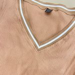 SheIn V-Neck Rib-Knit Beige Tee Photo 5