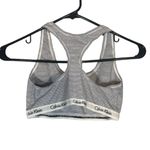 Calvin Klein  Gray Striped Racerback Cotton Blend Logo Trim Sports Bra Women Sz M Photo 1