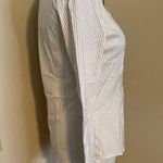 LISSEO Long Sleeve Button Down Shirt Beige White Striped Made in Japan Women's S Photo 4