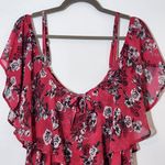 Torrid  Pink Floral Blouse with Ruffle Neckline and Shoulder Cut Outs Size 2X Photo 1