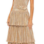 Mac Duggal  -  Gold Ruffle Tiered Buckle Detail Dress Photo 0