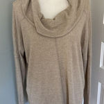 Lucky Brand Women's Large  Cowl Neck Thermal Sweater Long Sleeve Top Beige Photo 0