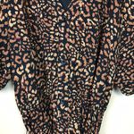 Nine West Women’s Cheetah Print Puff Sleeve Button-Up Belted Shirt Dress Photo 2