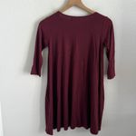 Fighting Eel Stretchy Maroon 3/4 Sleeve Dress Swing Shift Made in Paradise XS Photo 1