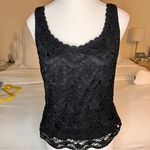 Carmen Marc Valvo  Black Beaded Crochet Sleeveless Top Size L‎ Photo 1