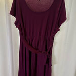 Torrid 3 Plus Size Jersey Midi Dress Burgundy Maroon Red Short Sleeve 3X GUC Photo 0