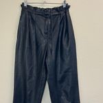 Alice + Olivia Womens Black Faux Leather Ankle Trousers Pants XS Pockets Pleated Photo 2