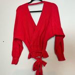 Lulus Red Knit Faux Wrap Sweater Deep V Photo 8