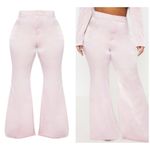 Pretty Little Thing  Light Pink Satin Extreme Flare Tailored Pants Size Large Photo 1