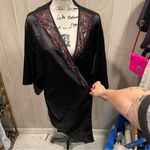 La Senza Black silky satin wine lace trim kimono robe whimsigoth midi Photo 8