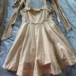 Cream Bow Strap Mini Dress Tan Photo 2