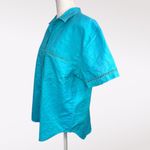 Vintage 90s Blue Button Up Shirt Eyelet Trim Boxy Fit Top Small Photo 3