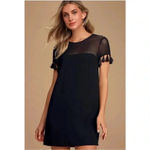 Lulus  Small Black Short Sleeve Tassel Net Neckline Formal Party Dress Small Photo 1