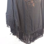 Studio West  Apparel Black Tie Dye Boho Popover Shawl Fringe Size XL Photo 1
