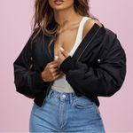 Missguided NEW Corset Elastic Crop Bomber Coat Jacket Black Women’s 2 Photo 0
