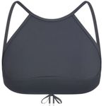 SKIMS NWT  High Neck Swim Top Gunmetal Grey Large Photo 0