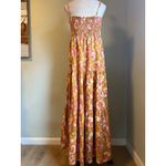 House of Harlow 1960 Floral Maxi Dress Tie Front Orange Pink M boho whimsi linen Size M Photo 2