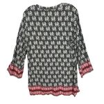 Serengeti Womens XL Elephant Print V Neck Tunic Top Rayon Made In India Boho Black Photo 7