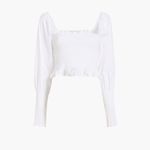 Hill House Home The Grace Nap Top White Smocked Square Neck Puff Sleeve S NWT Photo 2