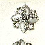 Sterling Silver 925 Mother of Pearl and Marcasite Earrings with Post Photo 1