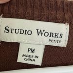 Studio Works EUC women’s brown lightweight knit button up cardigan petite medium Photo 2