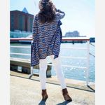 Lucky Brand  Longline Cardigan Blue Open Front Size L Southwestern Aztec Boho Photo 1