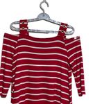 C. Oliver Striped Cold Shoulder Red White Stretch women's‎ shirt M Size M Photo 2