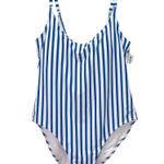 Old Navy NWT Blue White Stripe One Piece Swimsuit Size XL Scoop Neck Thin Strap Photo 1