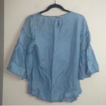 J. Jill Denim Blue Chambray Ruffle Sleeve Blouse 100% Tencel Lyocell Photo 3