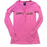 PINK - Victoria's Secret Vintage Victoria’s Secret‎ PINK Size S Sequin Knit Henley Long Sleeve Y2K Bling Photo 0