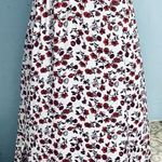H&M Floral Dress SzS Red White High Waist Vacation Maxi Dress Side Slit Ditsy Photo 0