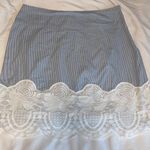 Chic Striped Blue and White Lace Mini Skirt Size 6 Photo 0